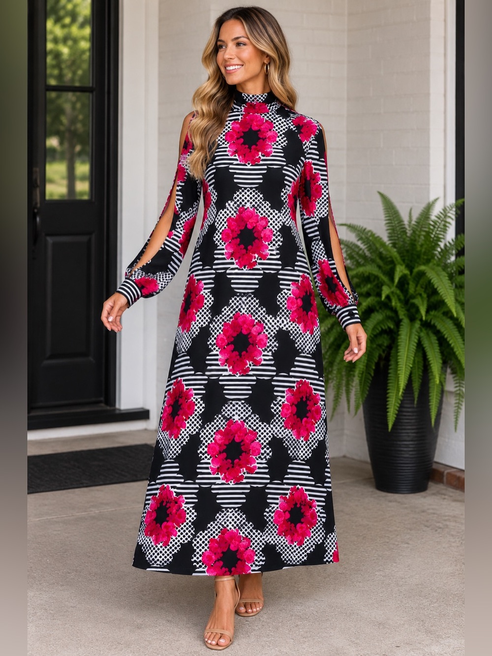Vintage 60s/70s Lilli Diamond Floral Maxi Dress
